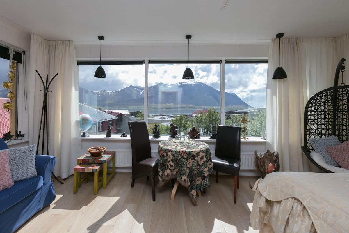 Blackout drapes, iron/ironing board (on request), WiFi (free)