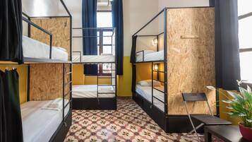 Phòng tập thể tiện nghi đơn giản, phòng tập thể nam và nữ (6 beds) | Bộ đồ giường cao cấp, màn/rèm cản sáng, phòng cách âm