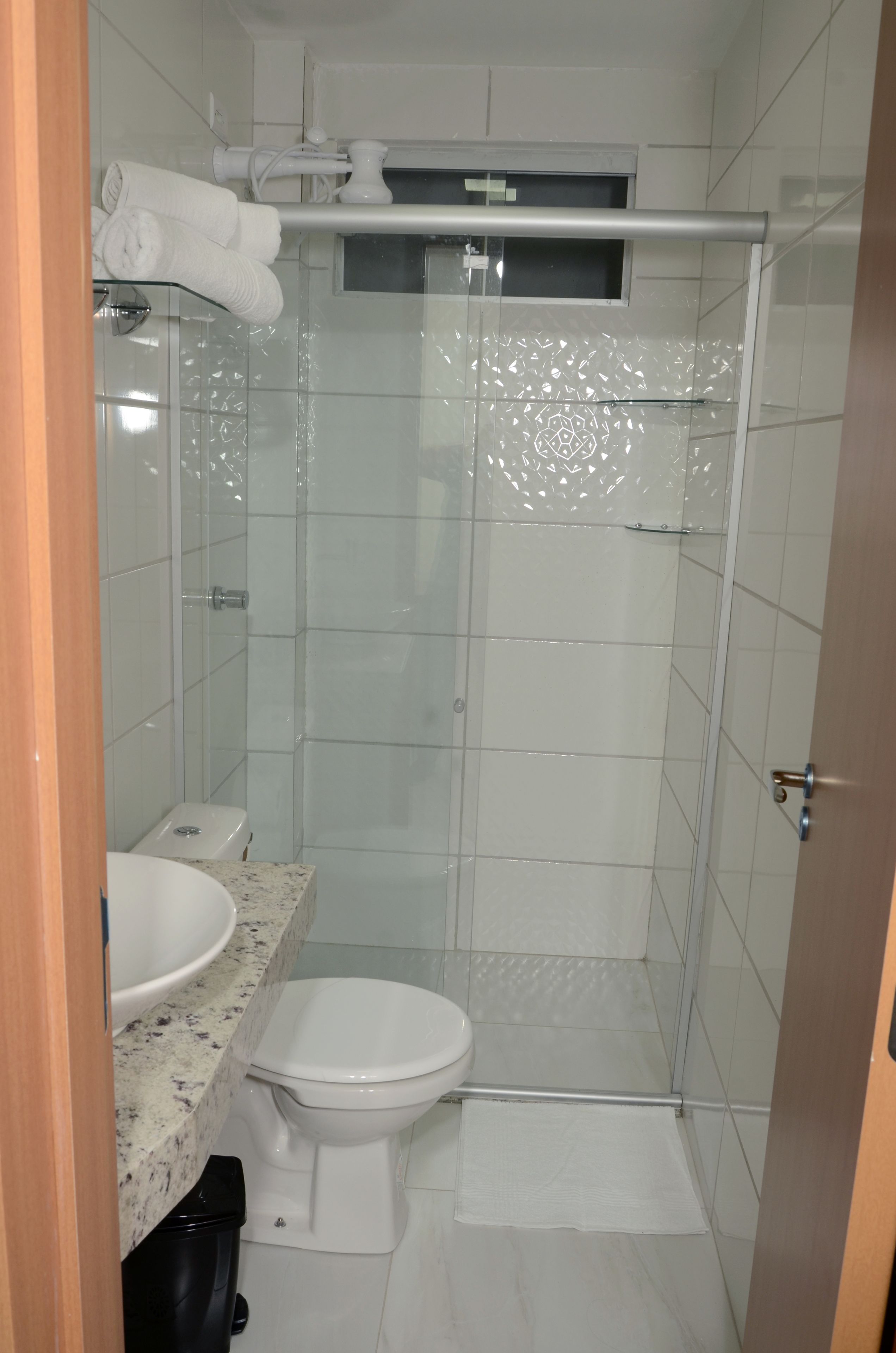 standard double room single use, 1 double bed, non smoking | bathroom | shower, hair dryer, towels