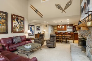 TV, fireplace, DVD player, books