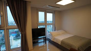 Desk, free WiFi, bed sheets