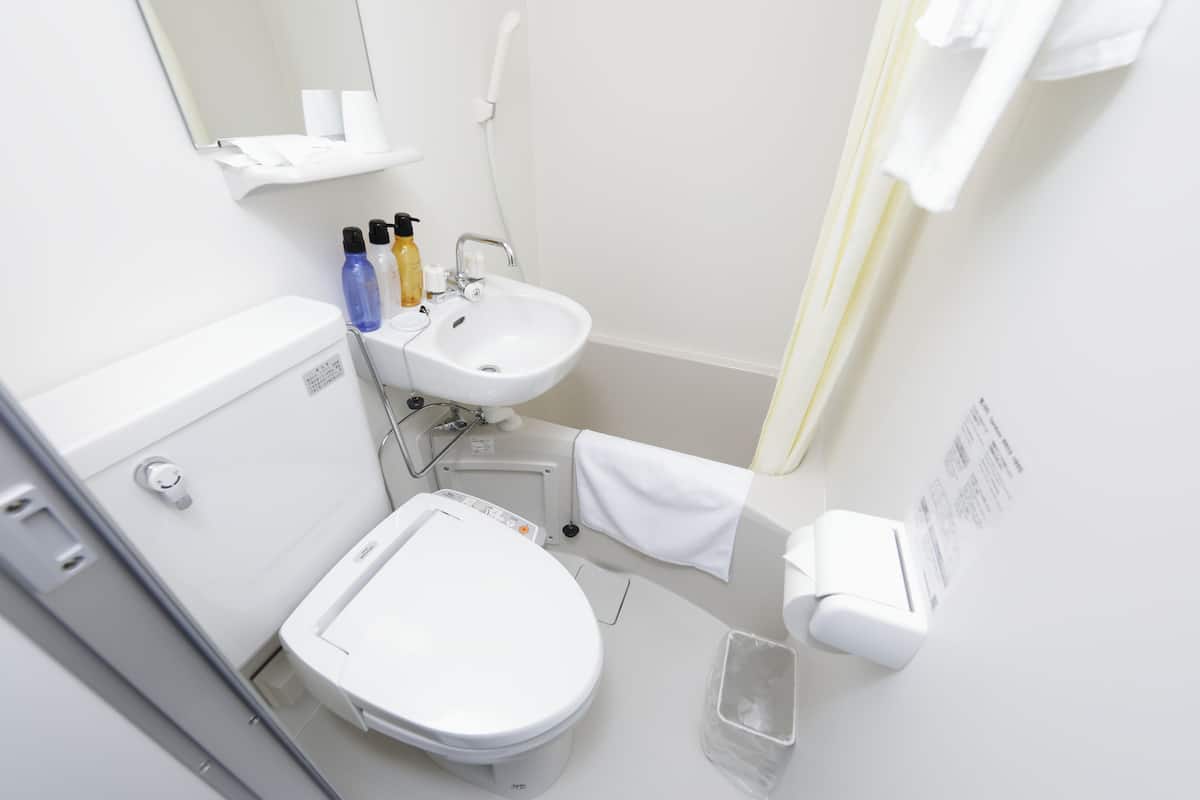 combined shower/bathtub, free toiletries, hair dryer, slippers