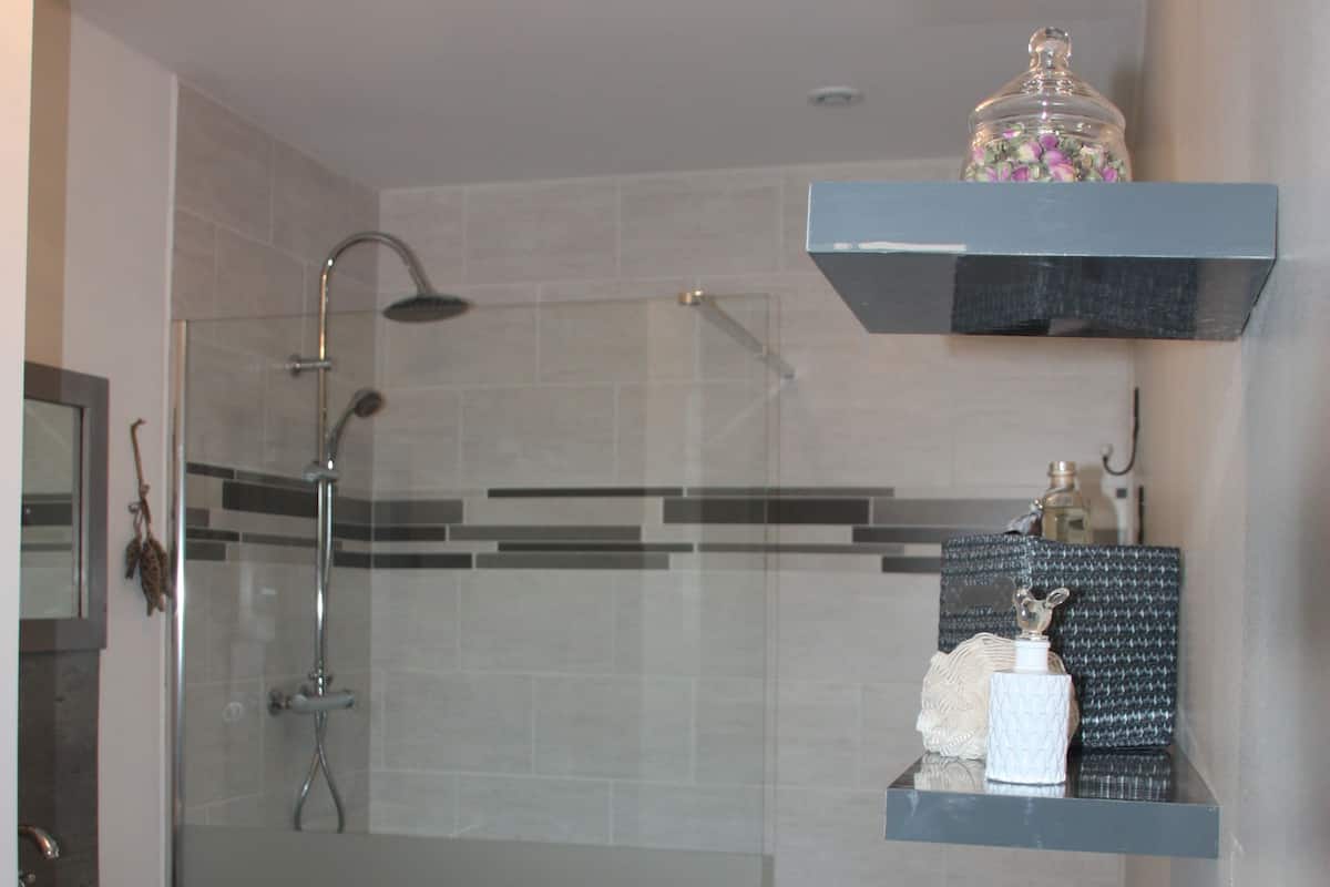 Classic Double Room, 1 Bedroom, Non Smoking, Private Bathroom | Bathroom | Shower, hydromassage showerhead, hair dryer, towels