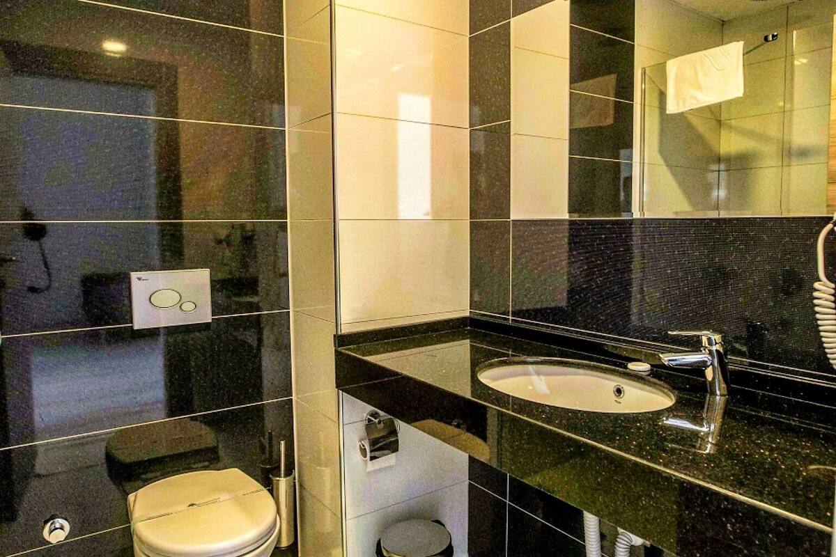 shower, free toiletries, hair dryer, slippers