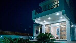 Front of property - evening/night - Villa Stergos (Rhodes)