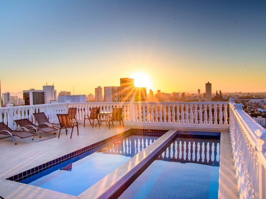 Outdoor pool, sun loungers