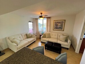 Een televisie, een dvd-speler, boeken en een filmbibliotheek