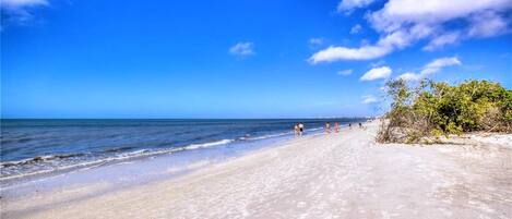 Plage, chaises longues, parasols, serviettes de plage