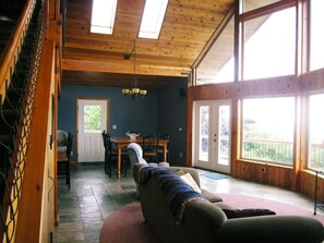 Una Smart TV, una chimenea, un reproductor de DVD, libros