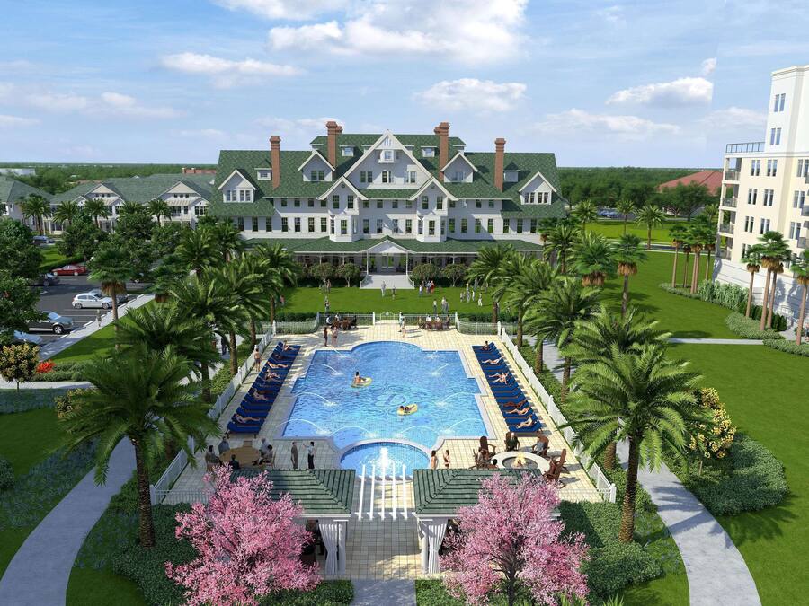 Utomhuspool och parasoller