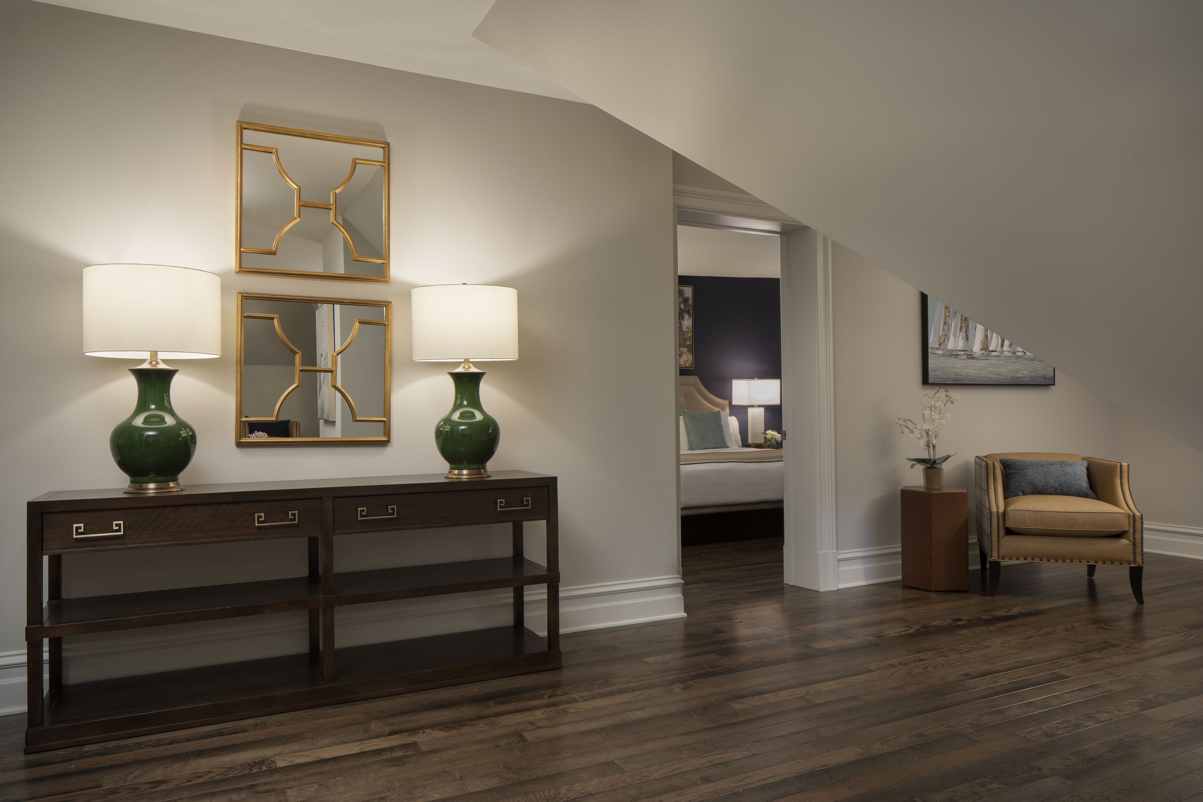 suite, 1 king bed, pool view | living area | flat-screen tv