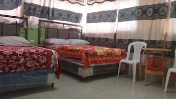 Basic Quadruple Room, 2 Double Beds | Free WiFi, bed sheets