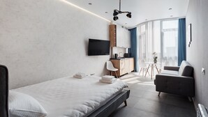 Luxury-Apartment, Strandnähe | Hochwertige Bettwaren, Pillowtop-Betten, Verdunkelungsvorhänge