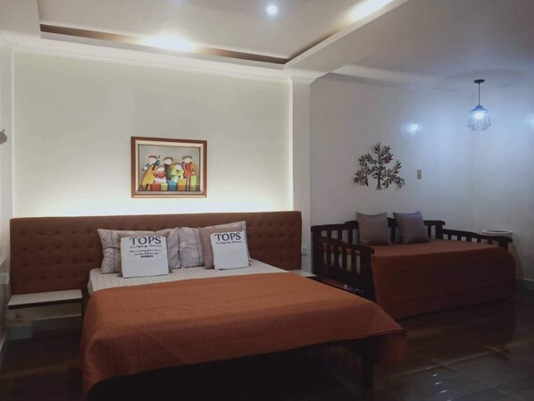 Desk, free WiFi, bed sheets