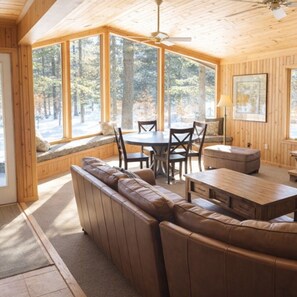 TV, fireplace - Pine Cottage on Blass Lake (Wisconsin Dells)