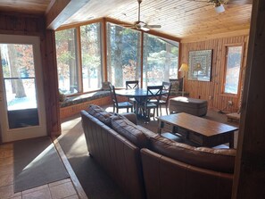 TV, fireplace - Pine Cottage on Blass Lake (Wisconsin Dells)