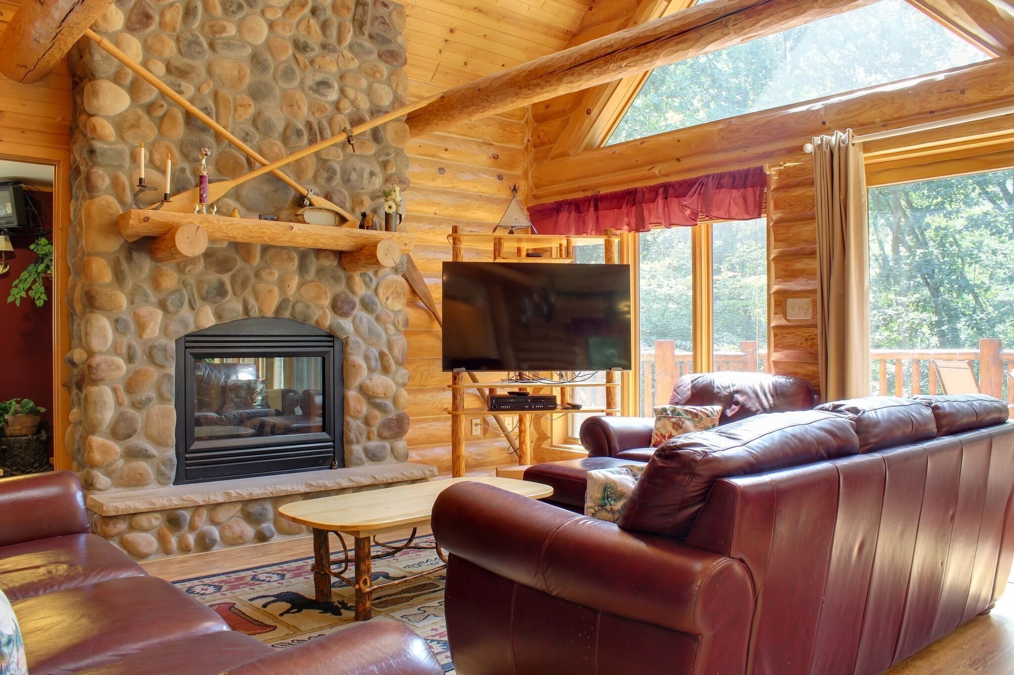 TV, fireplace