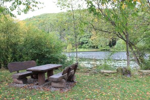 Outdoor dining - Unique Vulkaneifel house, Vulkaneifel, in a beautiful, quiet location (Strohn)
