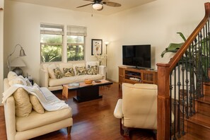 Smart TV, DVD player, books, video library