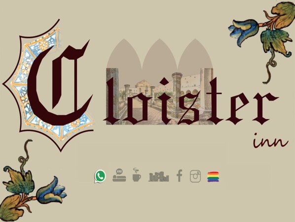 A logo with the text "Coister inn" and decorative elements including a stylized 'C' and vine illustrations. - Cloister Inn (Naples)