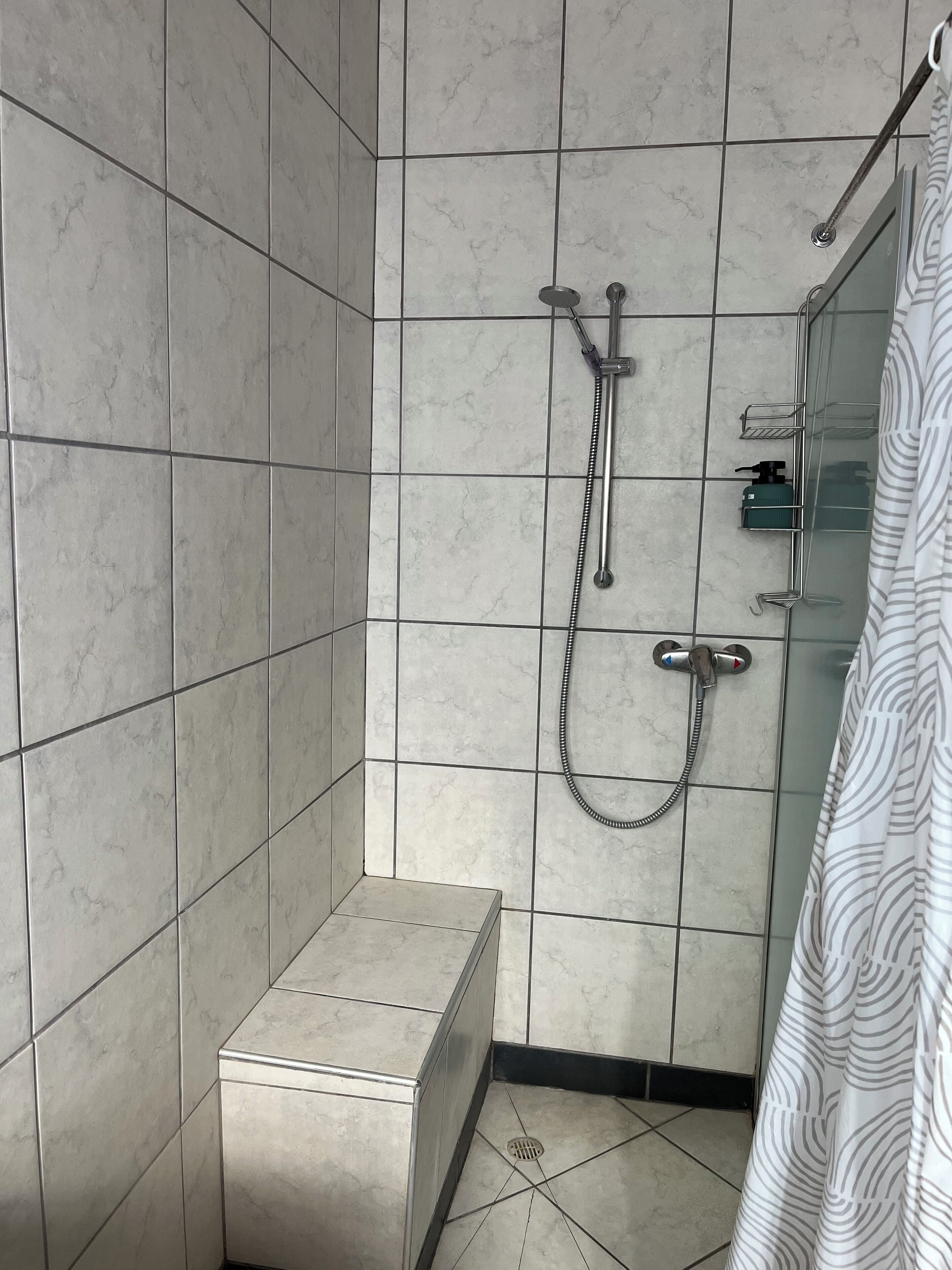 double room (queen room 2) | bathroom | shower, rainfall showerhead, towels