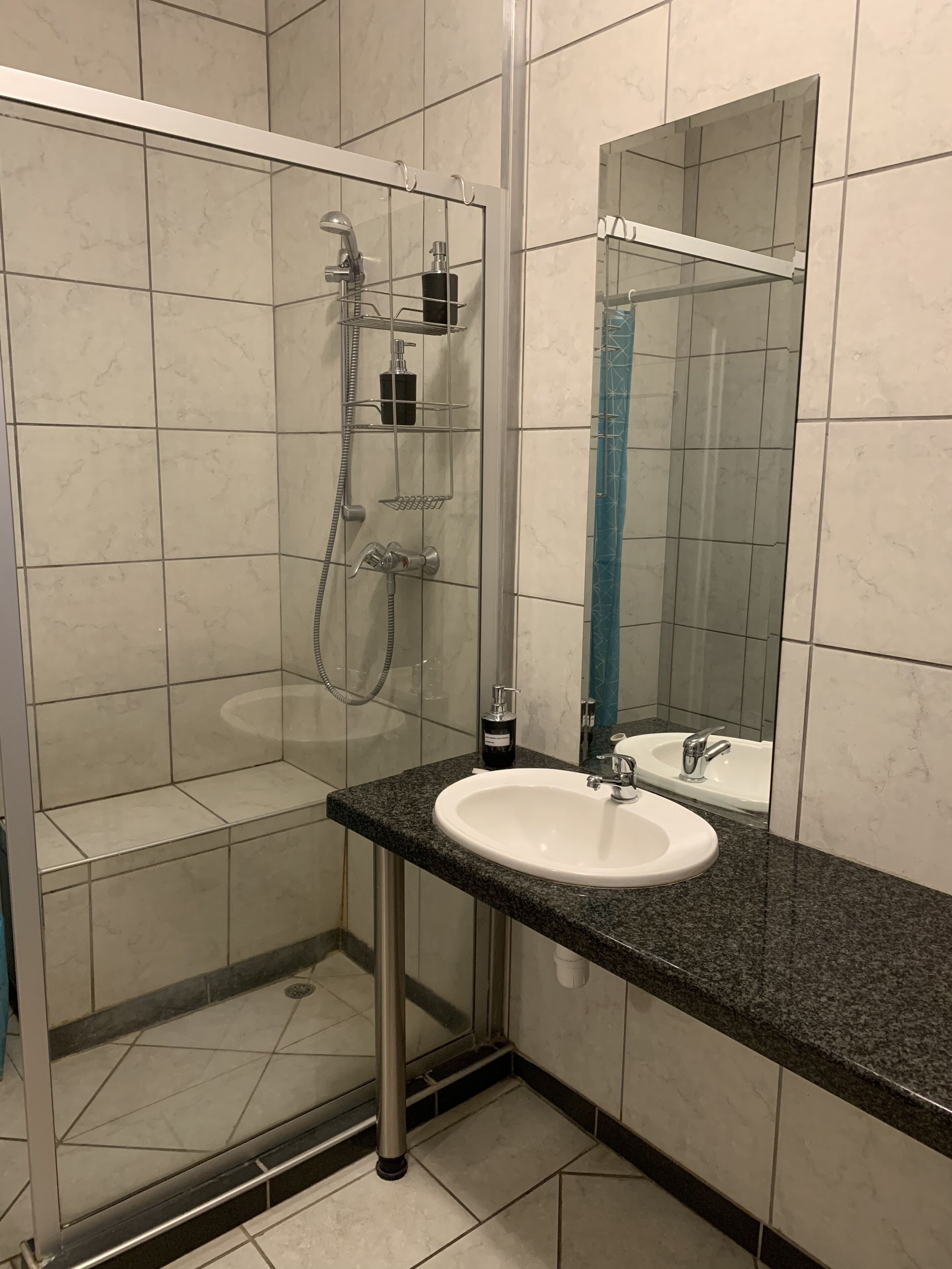 double room (queen room 2) | bathroom | shower, rainfall showerhead, towels
