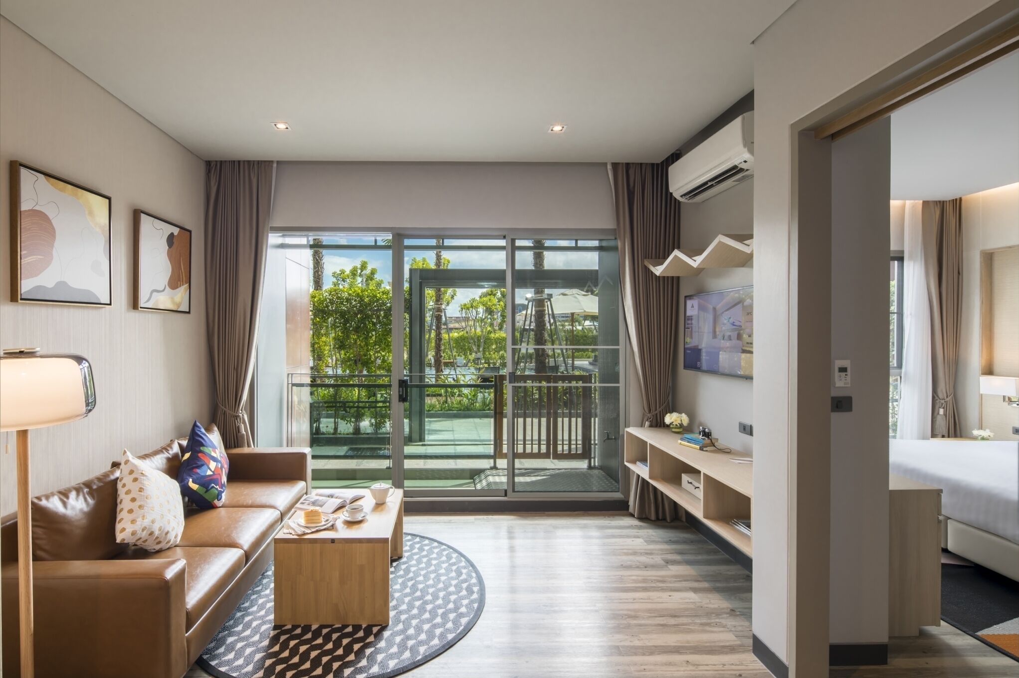 one bedroom pool terrace | living area | 43-inch flat-screen tv with cable channels, tv