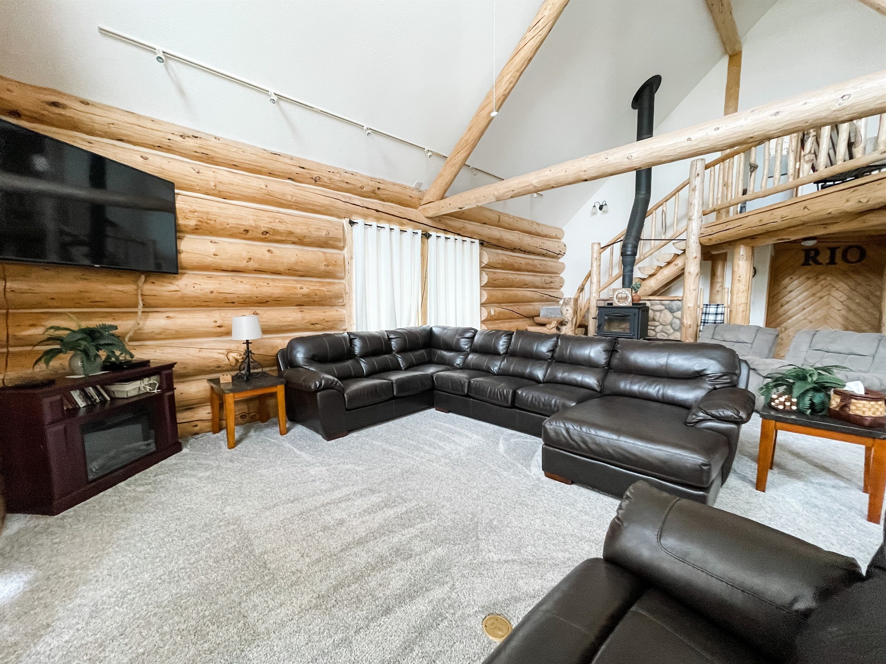 Smart TV, fireplace, DVD player, foosball