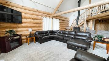 Smart TV, fireplace, DVD player, foosball