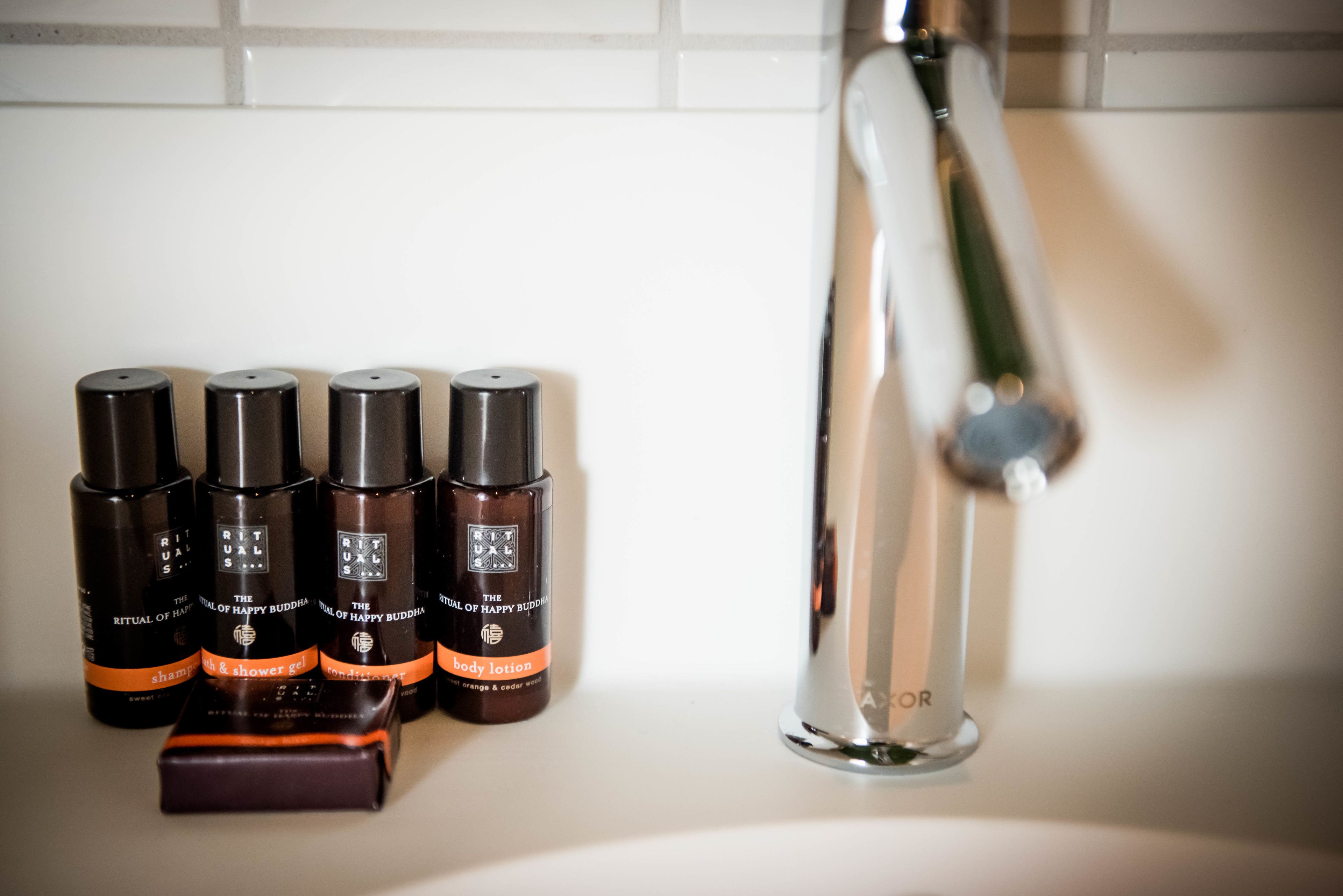 free toiletries, hair dryer, towels