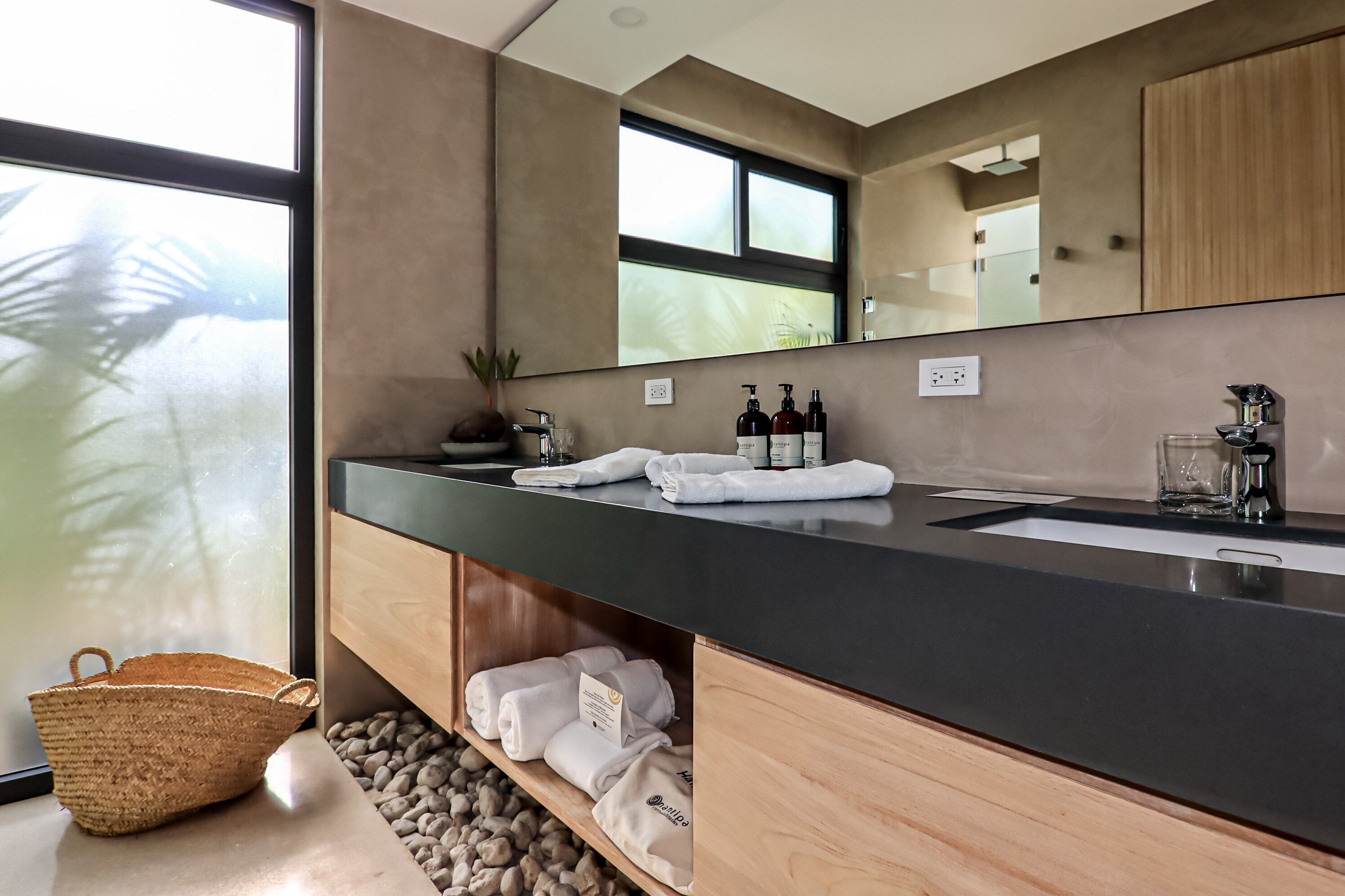 luxury villa, private pool, ocean view | bathroom | shower, rainfall showerhead, designer toiletries, hair dryer