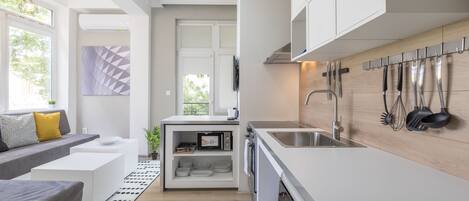 公寓, 无烟房, 阳台 | 私人厨房 | 冰箱、微波炉、烤箱、炉灶