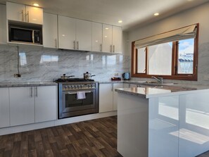 Apartment, 4 Bedrooms, Balcony | Private kitchen | Fridge, microwave, stovetop, dishwasher - U Suites on Courtenay (Wellington)