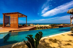 Outdoor pool, sun loungers
