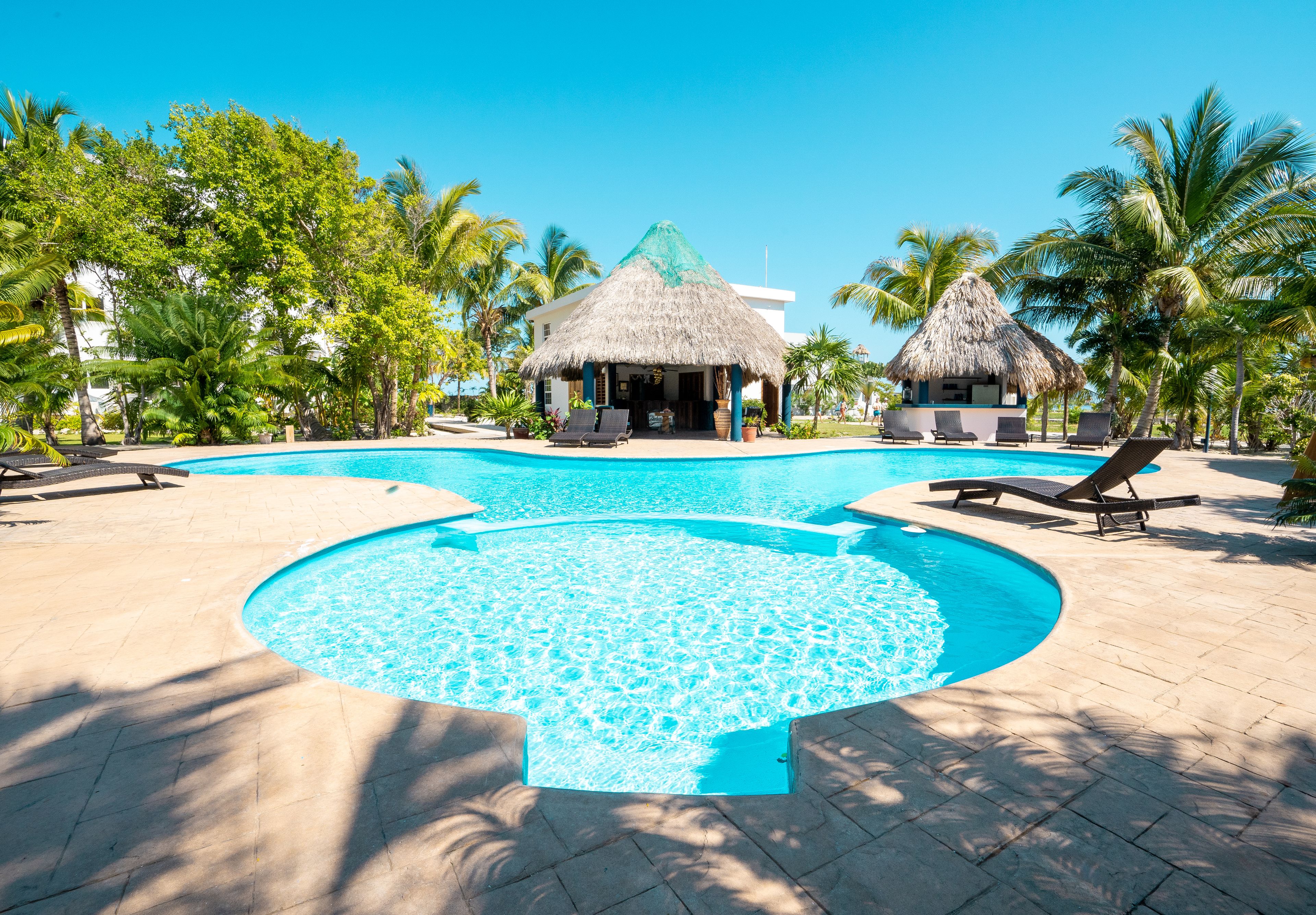 Outdoor pool, pool loungers