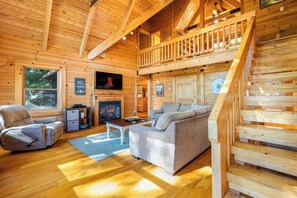 Smart TV, fireplace, DVD player, toys