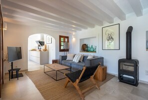 Televisión y chimenea 