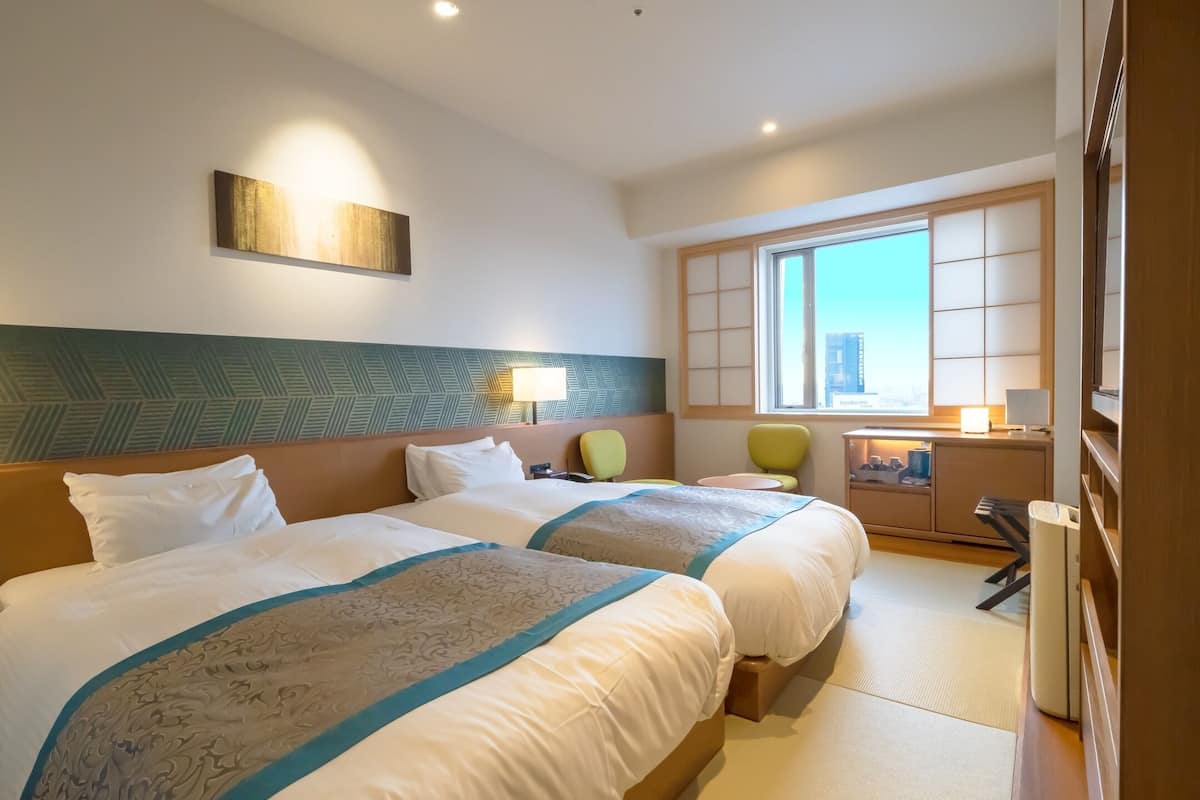 Twin kamer, niet-roken (Modern Japanese-Style) | Een bureau, gratis wifi, beddengoed