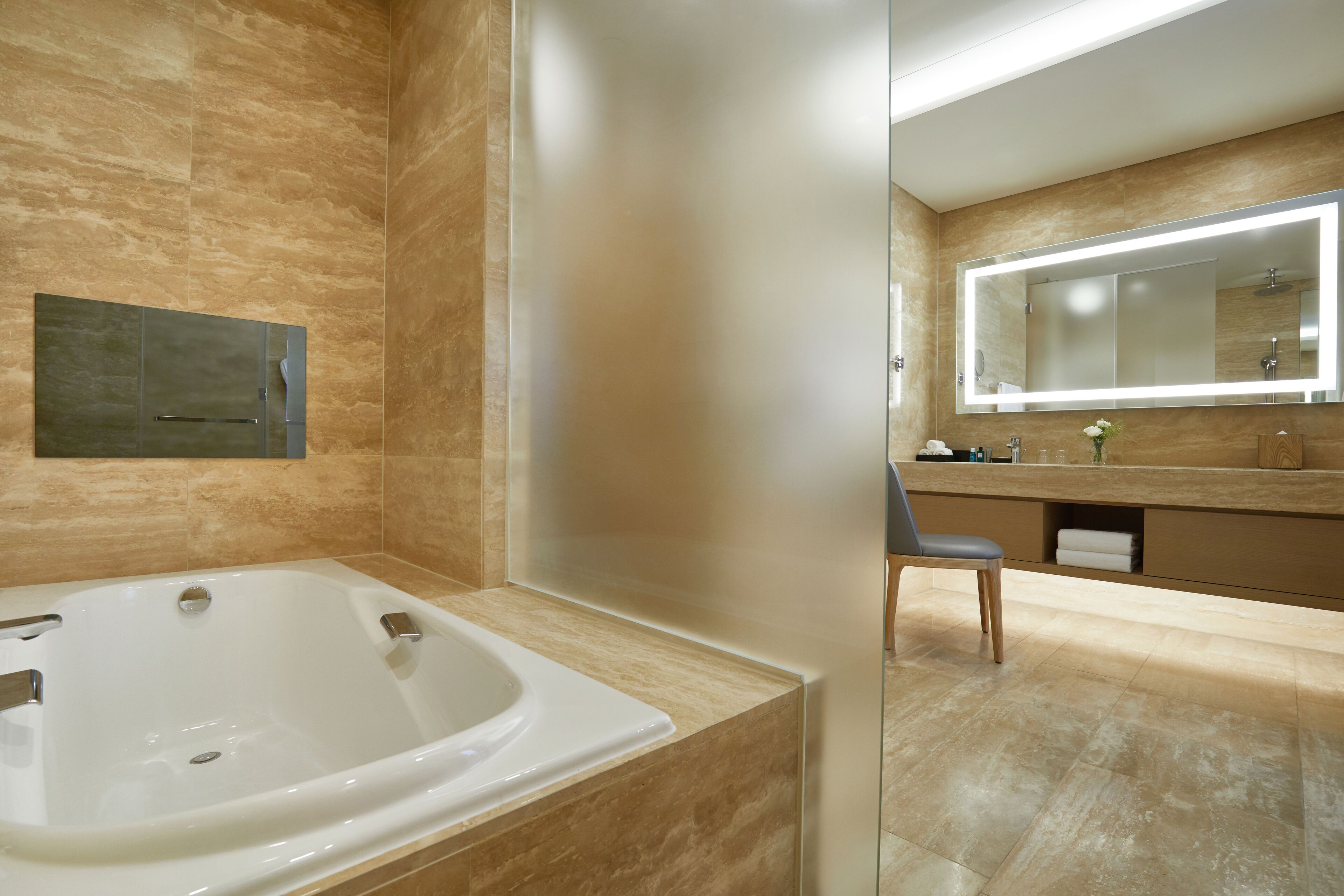 hair dryer, bathrobes, slippers, towels