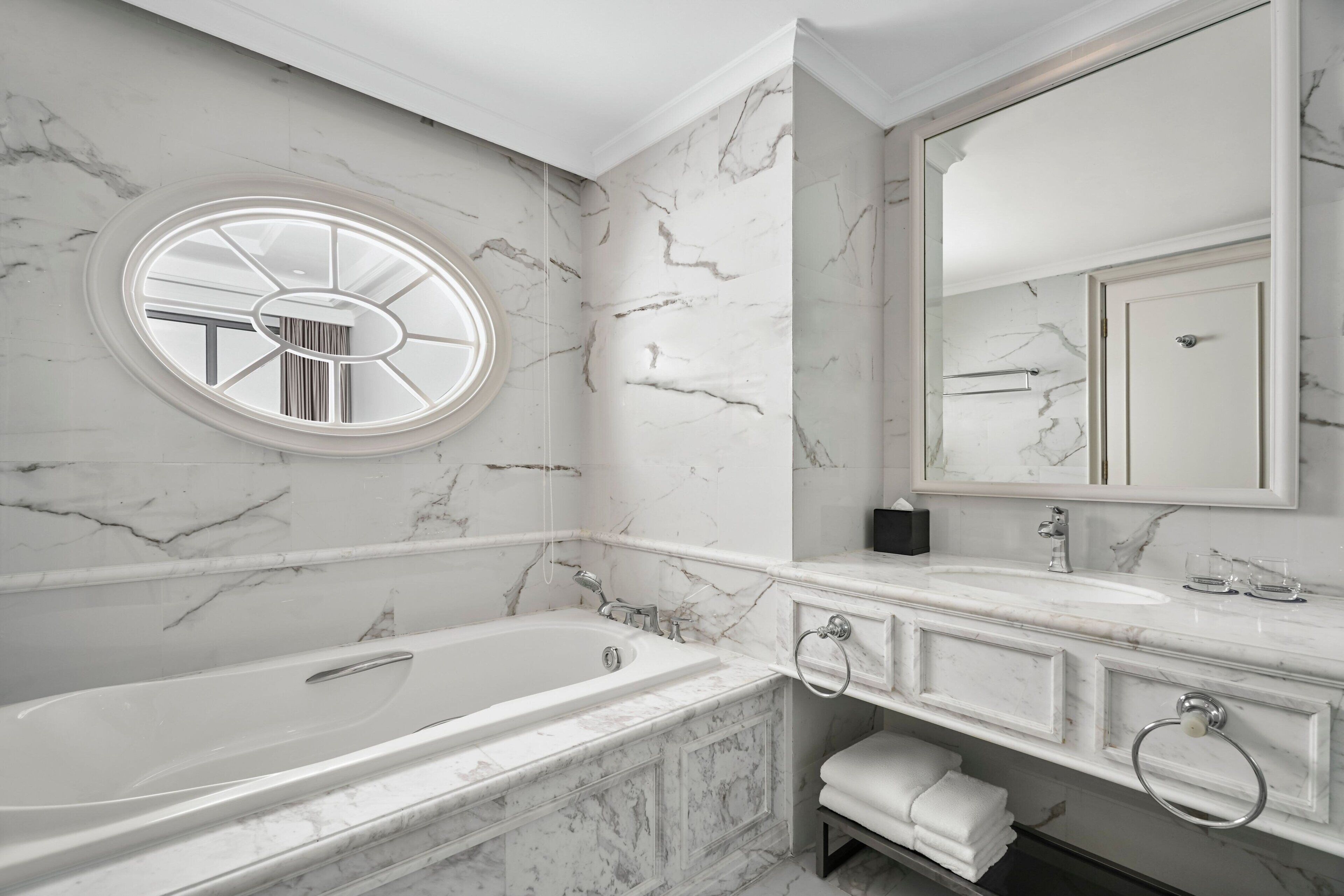 separate bathtub and shower, free toiletries, hair dryer, slippers