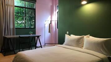 Individually decorated, individually furnished, desk, iron/ironing board