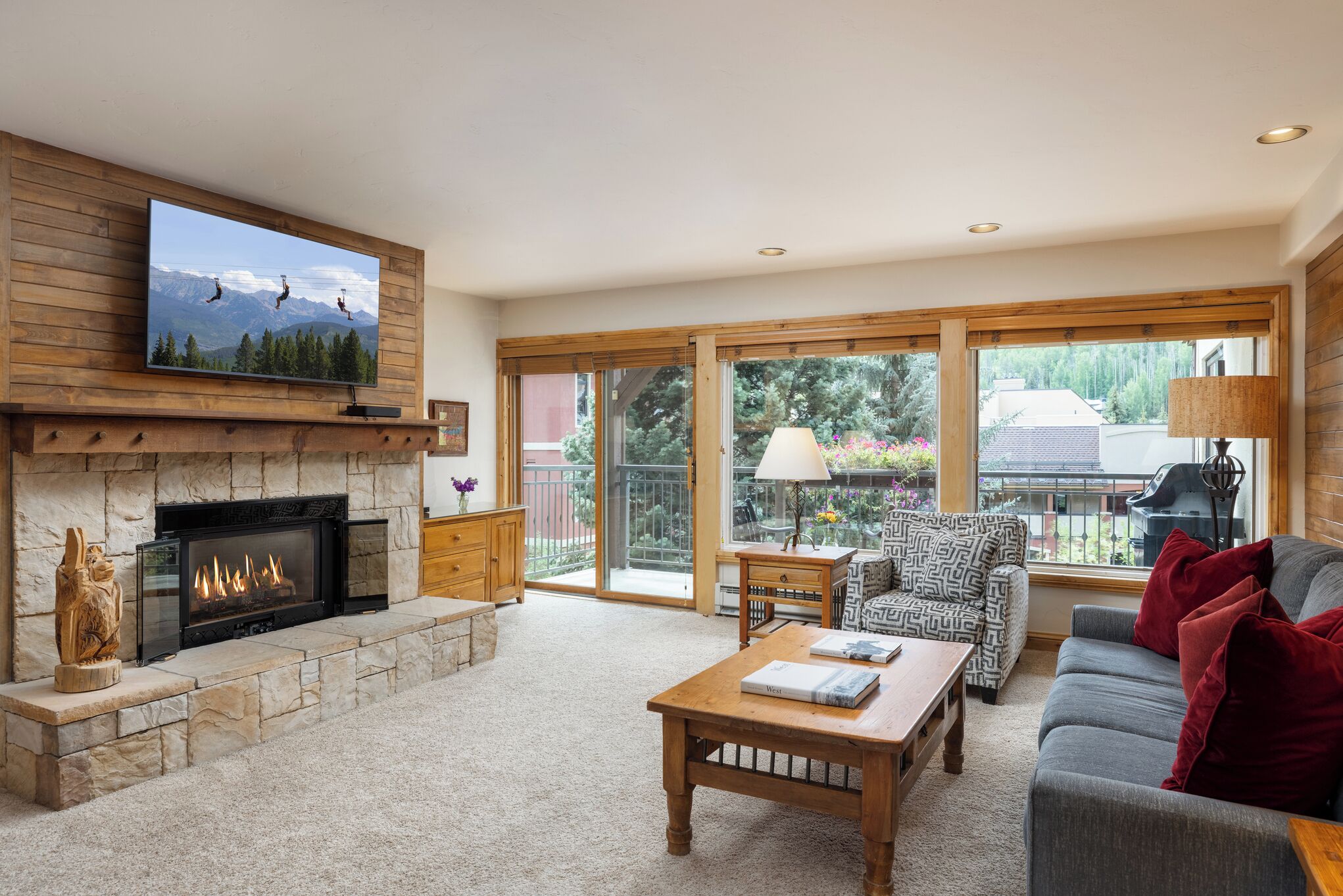 Fernseher, Kamin, Bücher