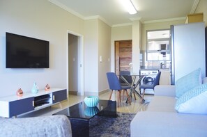 Luxury Apartment, 2 Bedrooms | Living room | LCD TV - Central Park Umhlanga (Umhlanga)