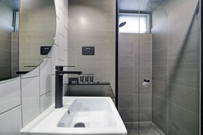 Regadera, amenidades de baño gratuitas, secadora de cabello, toallas 