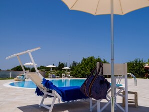 Outdoor pool, pool loungers
