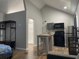 Habitación individual Confort, 1 cama de matrimonio, no fumadores | Cocina privada | Frigorífico grande, microondas, horno y placa de cocina