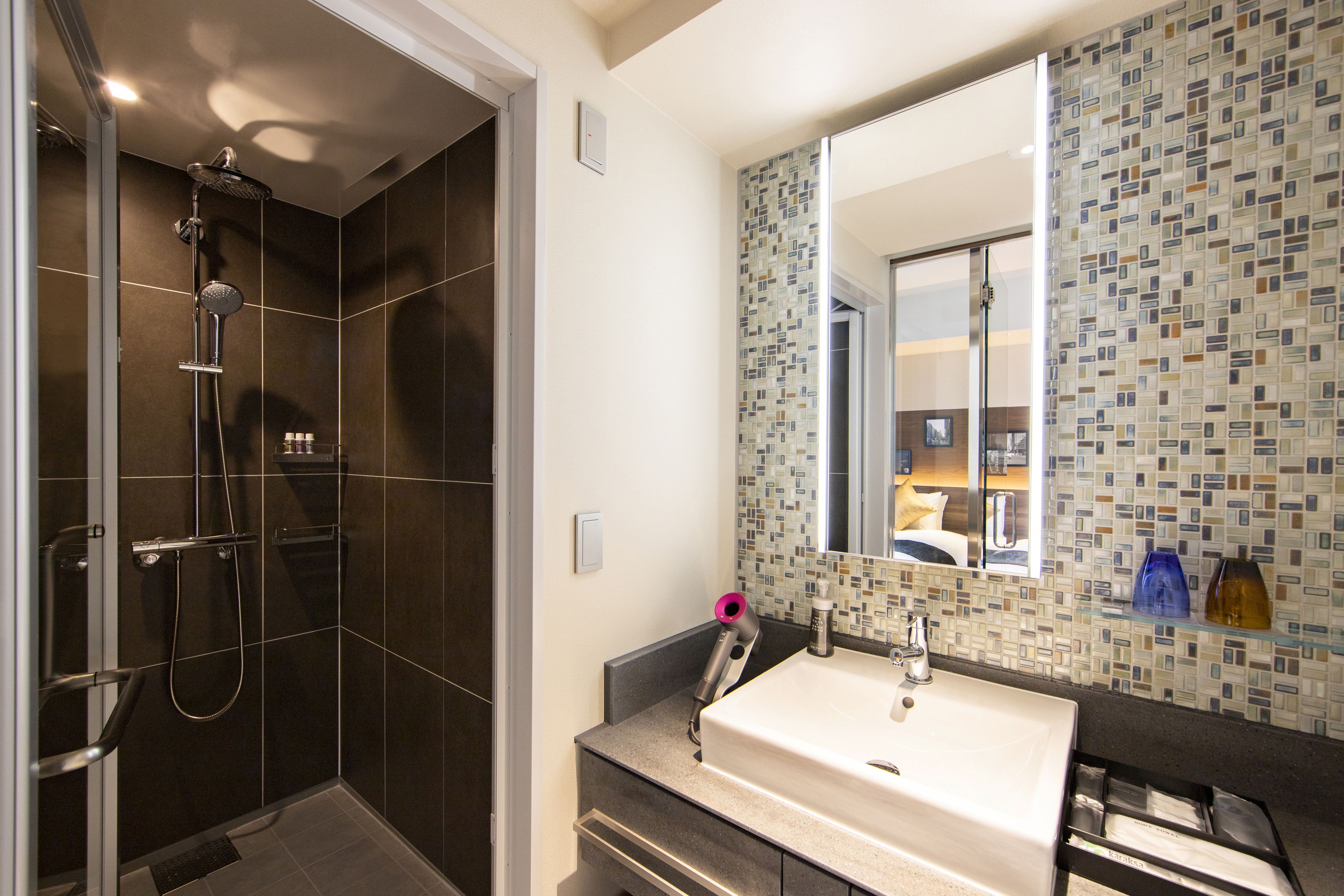 free toiletries, hair dryer, slippers, electronic bidet