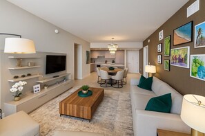 Deluxe Apartment | Living area | Flat-screen TV - Lyfe Residence Building - Private apts over the beach (Hollywood)
