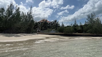 On the beach, beach towels