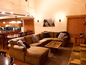 Smart TV, fireplace, table football, ping pong